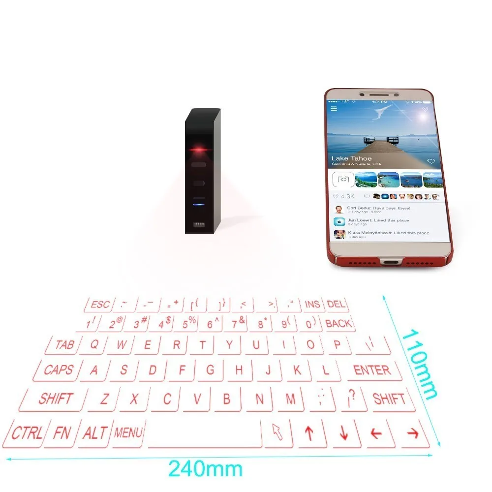 CHUYI Мини QWERTY клавиатура Bluetooth лазерная проекция Беспроводная виртуальная для Windows