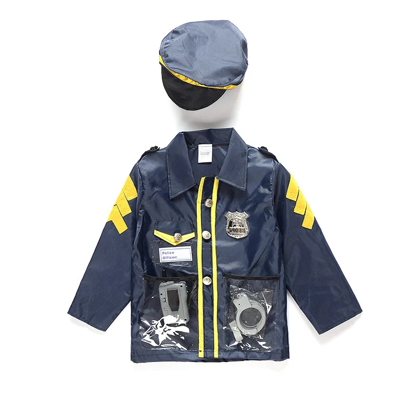 

Chlidren's Policeman Cosplay Costume Police Officer Costume Outfit Kid's Halloween Party Dress Up Set for Boy 100-125cm