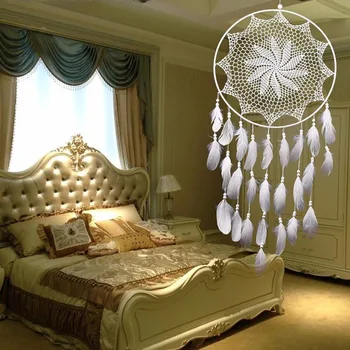 

Large Handmade Wall Hanging Dream Catcher Feather Lace Ornament Home Decor Newest 2018