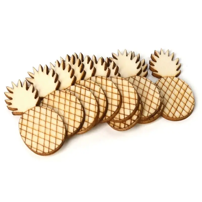 10pcs Pineapple Wooden Slices Crafts DIY For Handmade Scrapbook Home Decoration Ornaments Embellishment