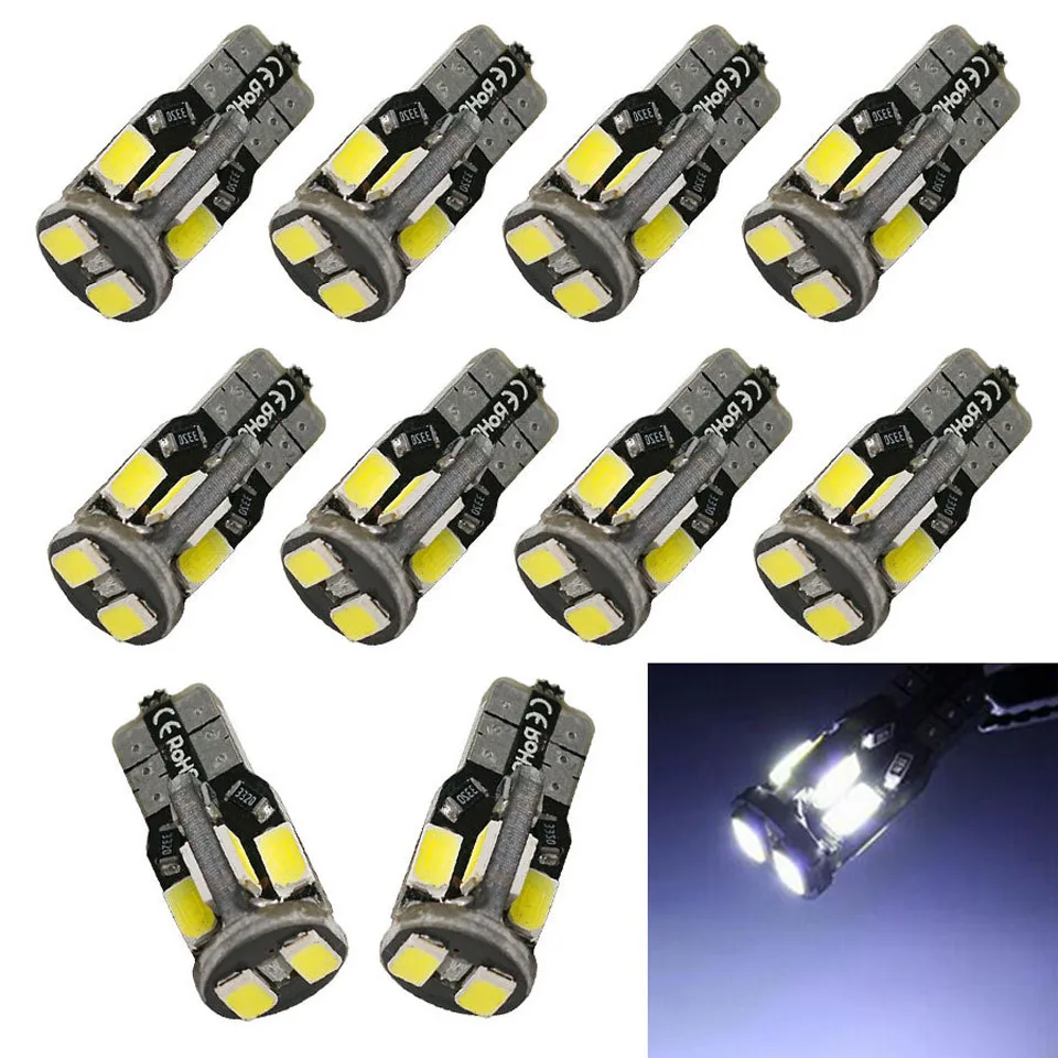 

10PCS T10 5730 10SMD LED Car Lights Width lamp CAN BUS Reading light Door light 12V