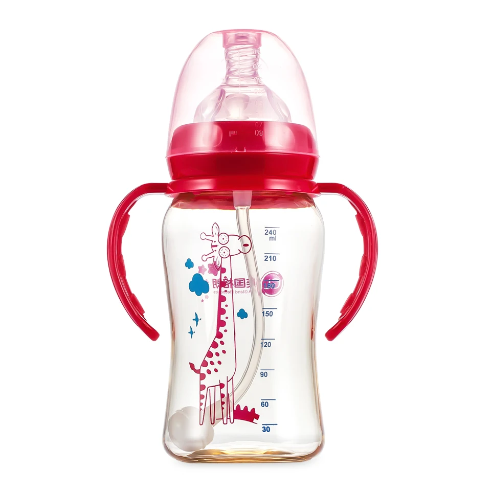

240ML Baby Feeding Bottle PP Milk Bottle with Handle Wide Caliber Nursing Bottle Breast Milk Nipple Bottle Baby Training Bottles