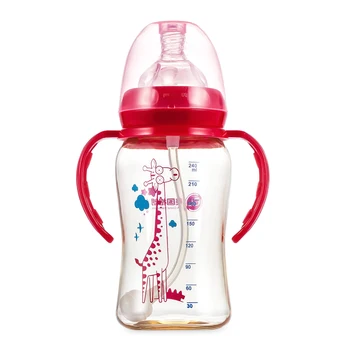 

240ML Baby Breast Milk Feeding Nipple Milk Bottle PP BPA Free Infant Nursing Handle Training Bottles With Wide Caliber