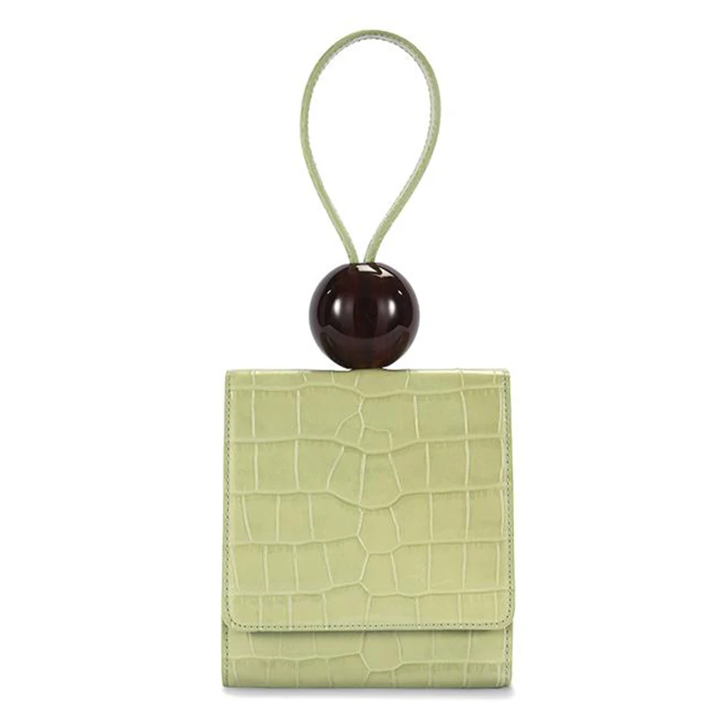 

Caker Brand 2019 Women PU Leather Alligator Brown Green Handbag Beaded tote bags Dress Bags Drop Shipping