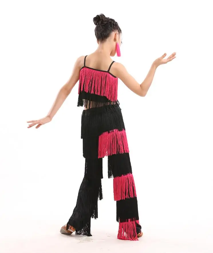 Latin Dance Dresses For Sale Ballroom Plus Size Fringe Tassel Dress Pants Sequin Fringe Salsa Samba Costume Kids Girls