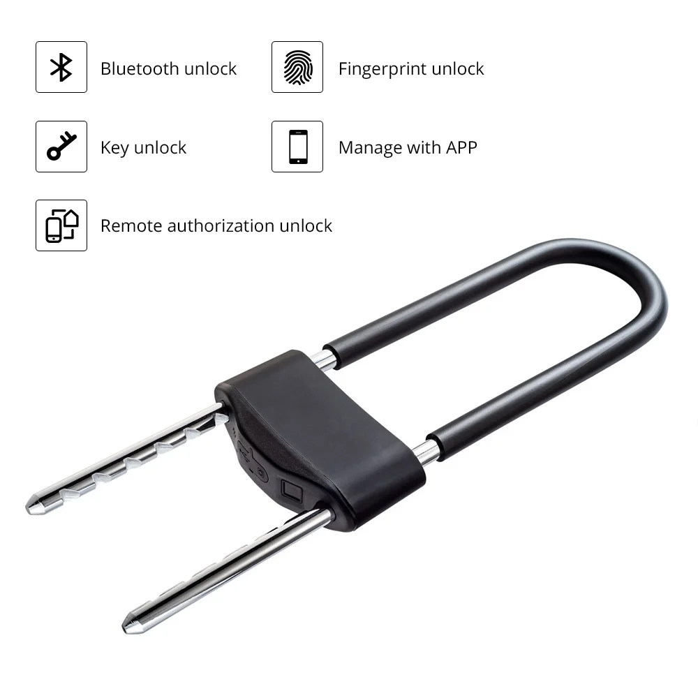 

KERUI Intelligent black fingerprint U type Bluetooth unlock manager with APP waterproof Anti-theft security padlock