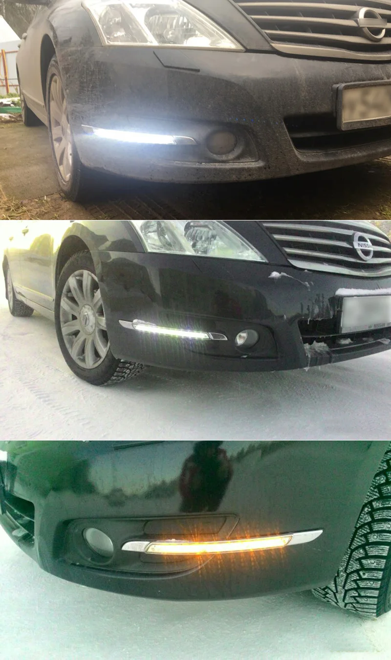 Светодиодный светильник дневного света для Nissan Teana J32 2008 2009 2010 2011 2012 2013 желтое реле сигнала поворота водонепроницаемый автомобильный 12 В светодиодный DRL