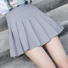 Женские летние плиссированные юбки Ulzzang стиль преппи, Одноцветный цвет, высокая талия, анти-легкая трапециевидная юбка, женская модная пикантная мини-юбка Saias