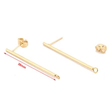 18k золотые серьги из нержавеющей стали, длинные серьги-гвоздики, Соединитель с открытым кольцом для изготовления сережек в Корейском стиле