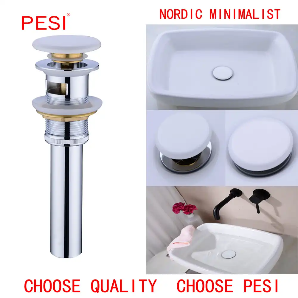 Brass Sink Pop Up Drain Stopper Basin Bathroom Lavatory Accessories Cap Washbasin Plug Chrome With Without Overflow Drains Aliexpress