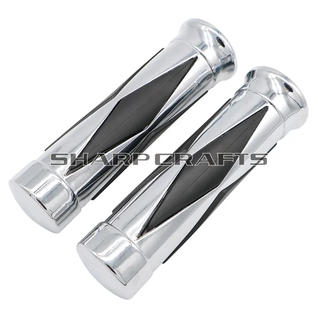 RUBBER DIAMOND CHROME HANDLEBAR HAND GRIPS For YAMAHA HONDA THROTTLE & CLUTCH RUBBER DIAMOND CHROME HANDLEBAR HAND GRIPS For YAMAHA HONDA THROTTLE & CLUTCH