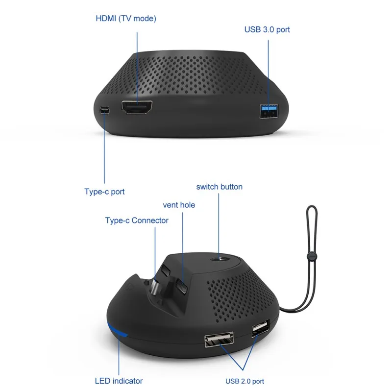 Тип-c HDMI с печатной платой для цифрового переключателя Портативный ТВ конвертер зарядная док-станция для Nintendo переключатель охлаждающая подставка Черный