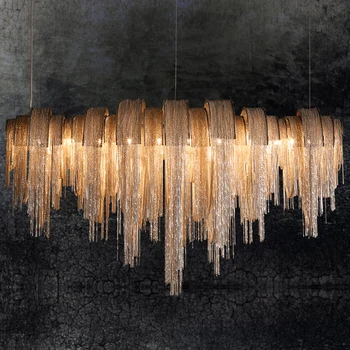 

Modern LED Cord Pendant Lamps Aluminium Chain LED Pendant Lights Lighting Fixtures Stainless Steel Lamp Body Home Decoration