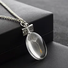 Desejo real natural dandelion semente pingente colar de cristal vidro redondo pingente minimalismo cor corrente gargantilha colar para mulher
