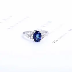 Драгоценный камень fine jewelry Оптовая Продажа с фабрики 6x8 мм овальной формы 925 серебро натуральный голубой кристалл кольцо для женщин
