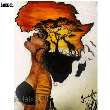 

African Women 3d pictures 5D Diy Diamond Painting Cross Stitch kits Full Square Rhinestones Mosaic Inlay Diamond Embroidery sale