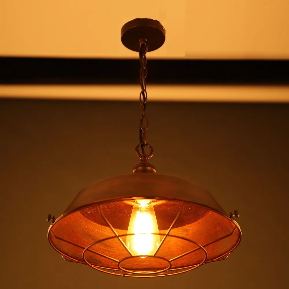 Vintage pendant lamp / Simple vintage brown metal cover lamp For