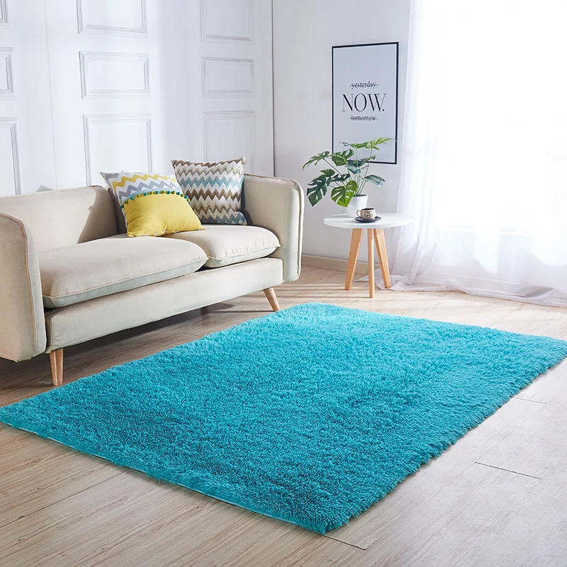 

Soft Silk carpet Solid Color blanket Modern Area Rug Bedroom floor mat Nordic silk carpet living room sofa coffee table mat