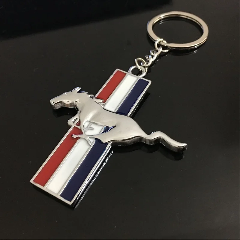 

Car Styling Metal New 3D Horse Emblem Badge KeyChain keyring Key Chain Ring Fit for Ford Ford Mustang GT 500 Cobra