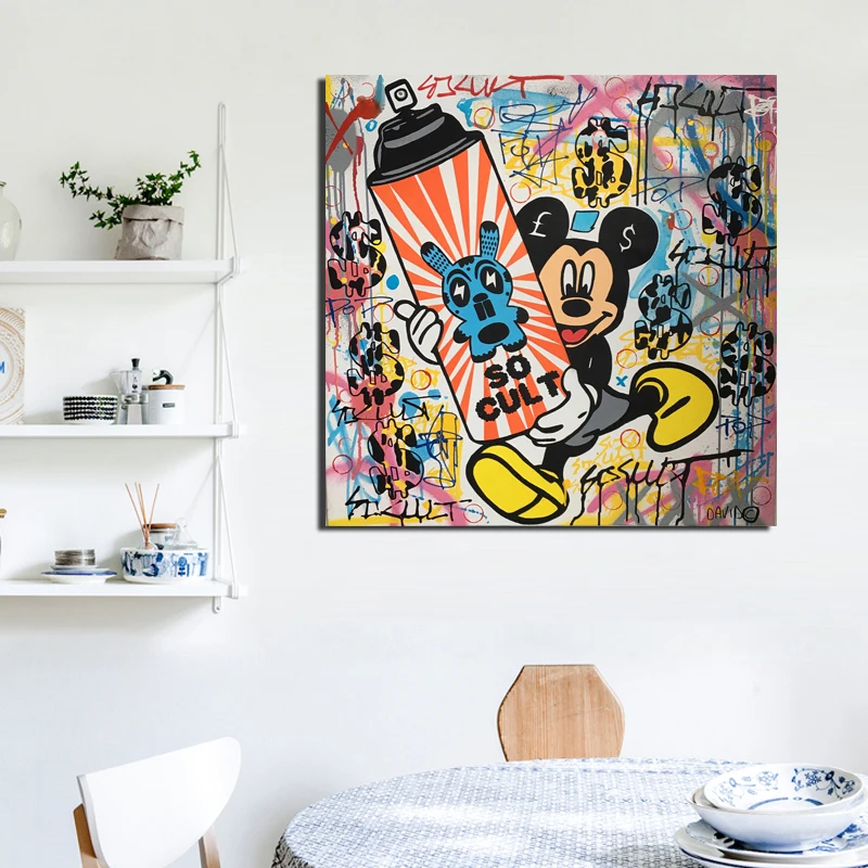 

Donald Duck Street Art By Alec Monopoly Canvas Painting Posters Print Modern Painting Wall Picture For Living Room Home Decor