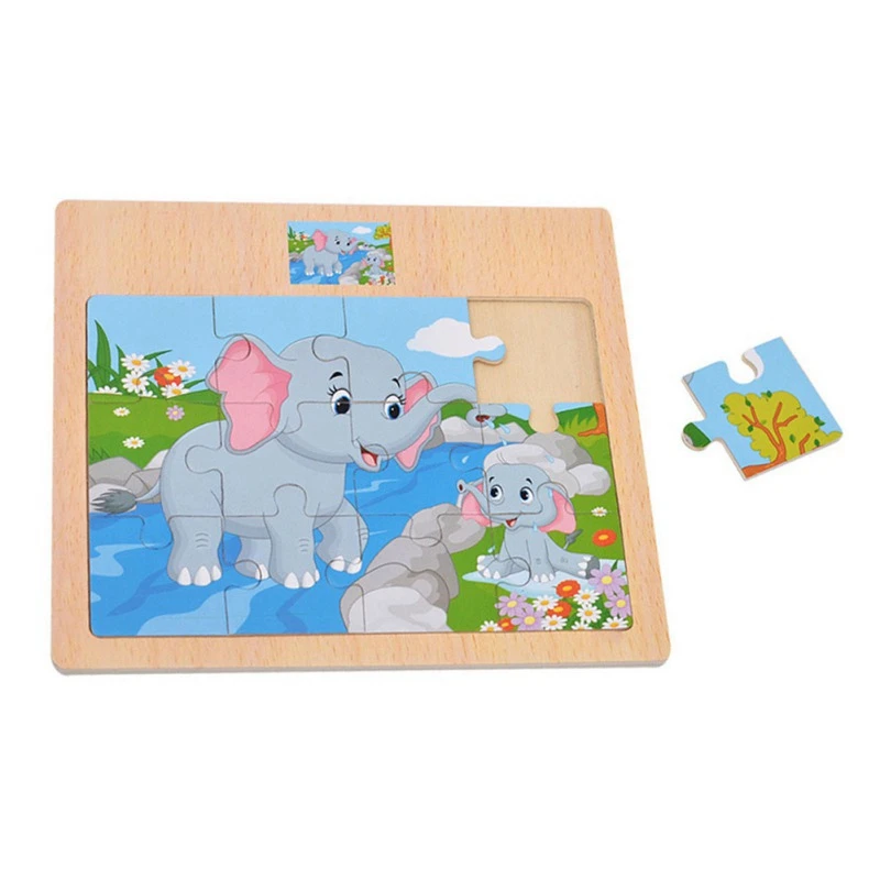 

Baby Teaching Puzzle Toy 12 Slice Piece Children Animals Wooden Puzzle Jigsaw Baby Educational Toys for Kids Gift High quality