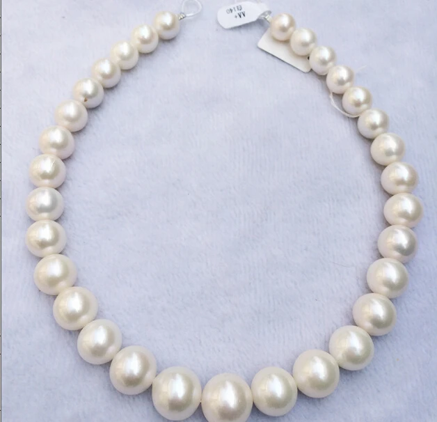 

xiuli 002277 AAA++ Huge 17" 12-16mm round white Edison pearl necklace 14KGP
