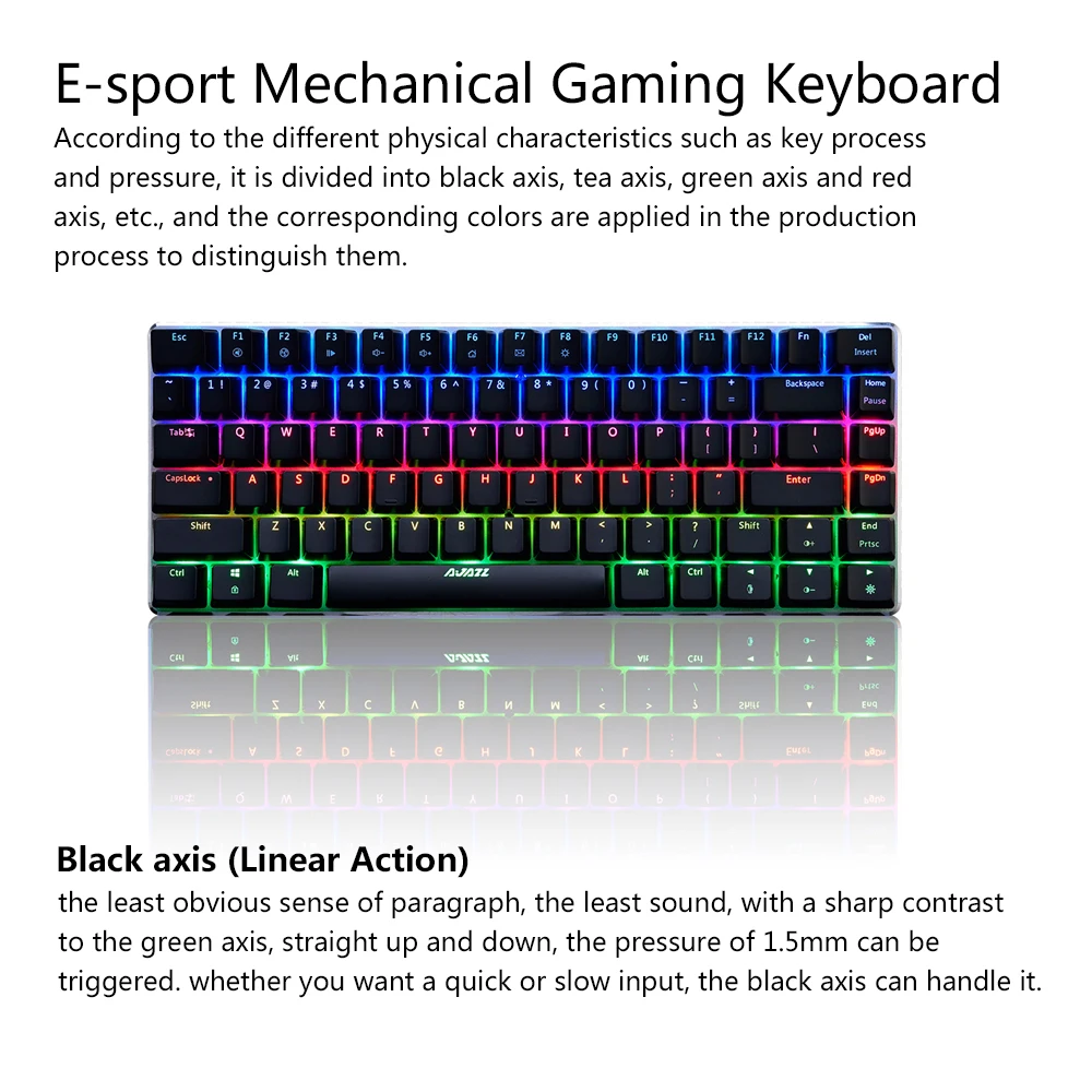 AJAZZ AK33 механическая клавиатура RGB игровая 82 клавиши синий/черный переключатель