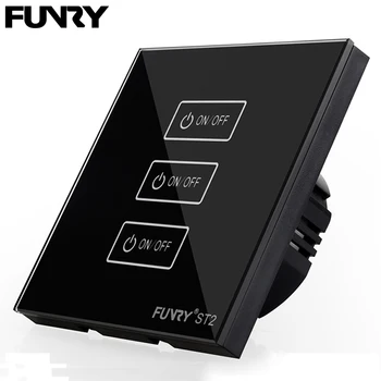 

EU Standard FUNRY Wall Light Touch Switch 3 gang 1 way Crystal Glass Plate Touch Screen Switch 433mzh Smart Switch AC 170V-240V