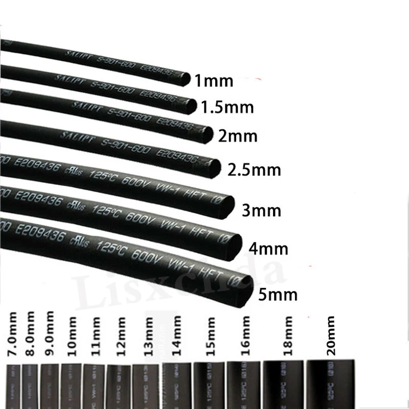 new 2:1 5.0mm 6.0mm 7mm 8.0mm 9.0mm 10mm 12mm Assortment Polyolefin Halogen-Free Heat Shrink Tubing Tube Sleeving Wire Cable Kit