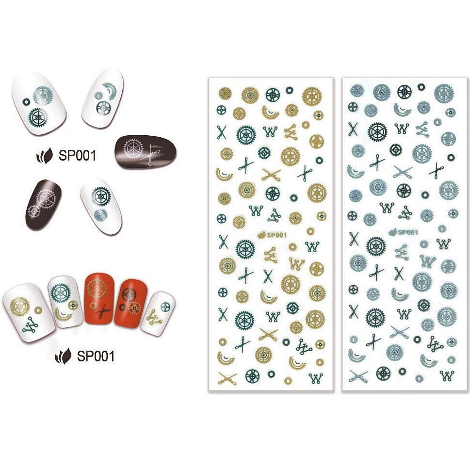2 упаковки/партия самоклеящиеся 3D Наклейки для ногтей|nail slider|nail art nailstickers gold |