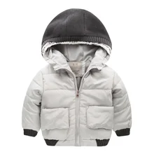 2016 new winter coat zipper Boy Hat padded jacket jacket kids children baby U5653