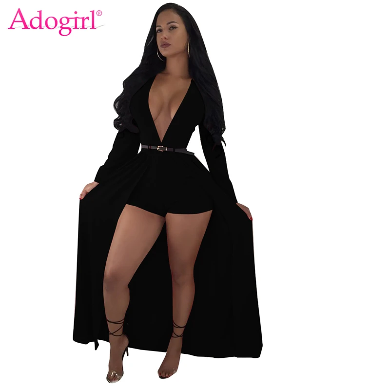 Женский Облегающий комбинезон Adogirl однотонный клубный с глубоким v образным
