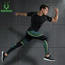 Men Long Sleeve Compression T-Shirt+Pants Set Running Tight Top Fitness Gym Base Layer Leggings 2 Pieces Suit