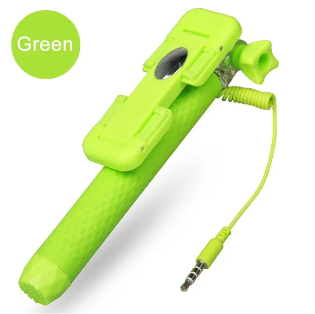 AINGSLIM, универсальная мини-палка в виде макарон, цветная, выдвижная, селфи-Палка для iPhone 6, 6S Plus, 5, 5S, вращение на 360 градусов, складная селфи-палка - Цвет: Green