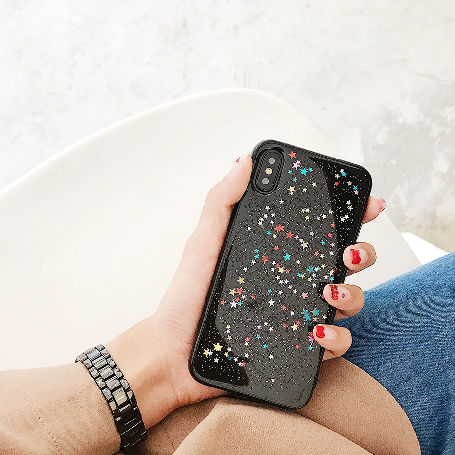 Чехол Qianliyao для iphone 12 11 Pro Max XS XR силиконовый прозрачный чехол с блестящими
