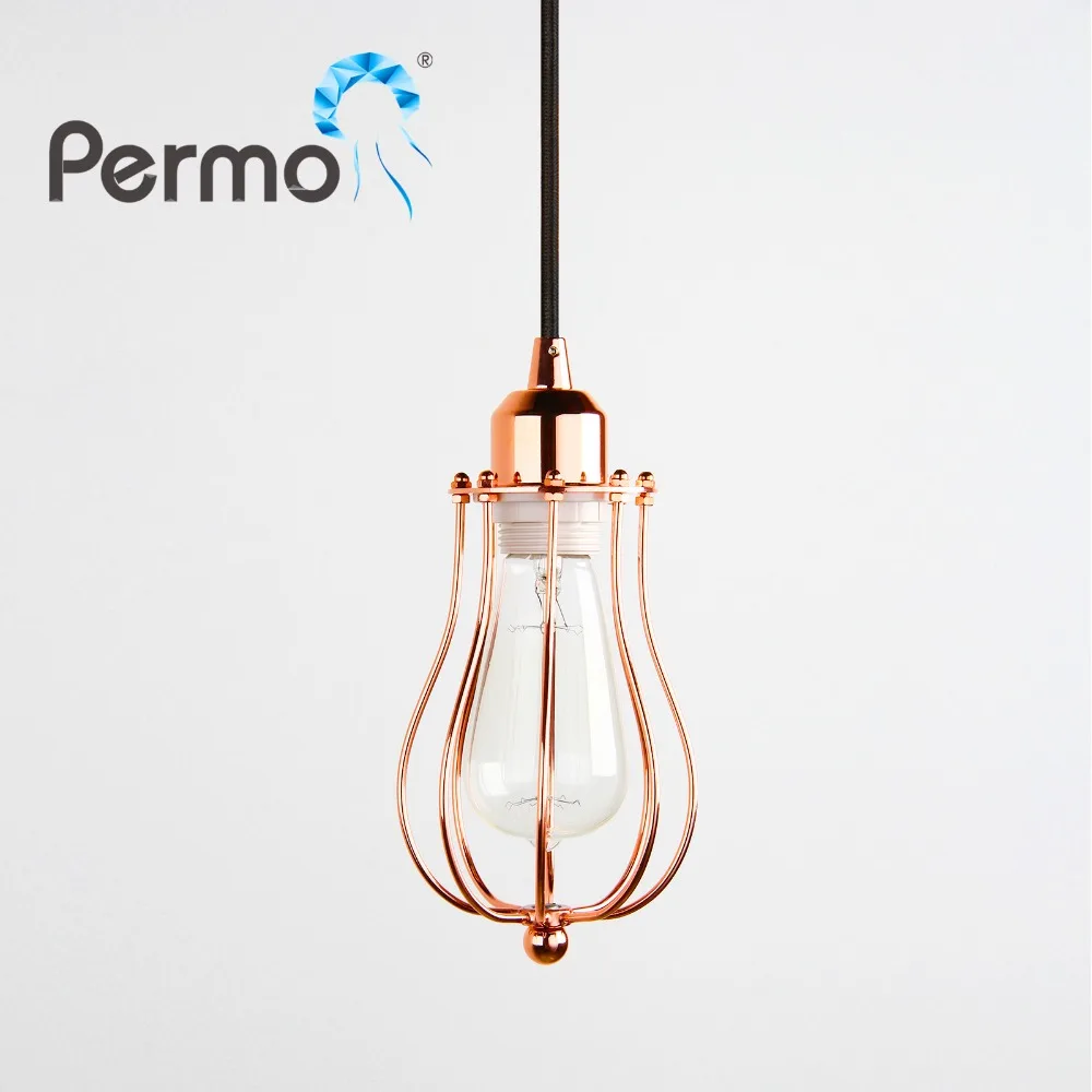 

PERMO Vintage Pendant Lights Retro Hanglamp Rope Iron Cage Pendant Ceiling Lamp Modern hanglamp Lights Fixture Home Bar Decor