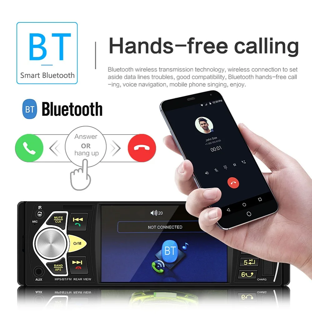 Автомобильный MP3 плеер FM Радио Bluetooth Handsfree автомобильный Радио обратное изображение Авторадио 1din Suppor камера заднего вида Автомобильный Аудио FM/AUX/USB