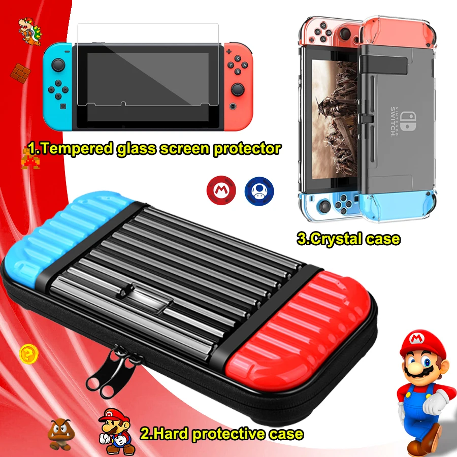 

Nintend Switch Bag Accessories Tempered Glass Film Nintendswitch Portable Hard Case Cover Crystal Shell for Nintendo Game