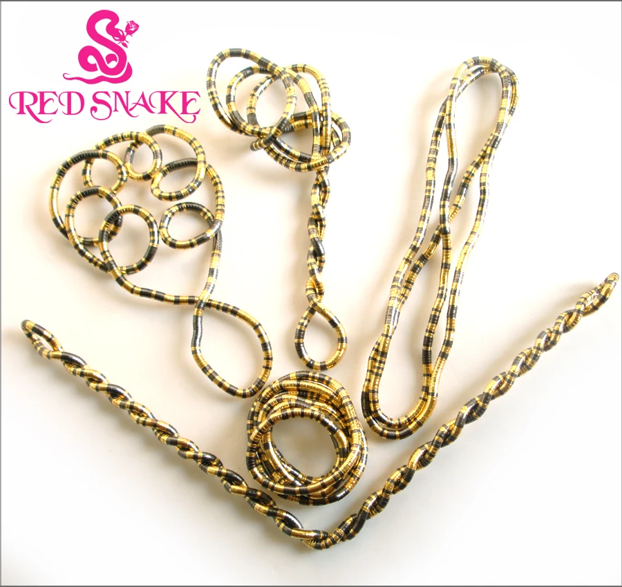 

5pcs/lot Bendy Fashion Gold+Black Mixedcolor Snake Necklace 90cm*5mm Larger Manufactory Price