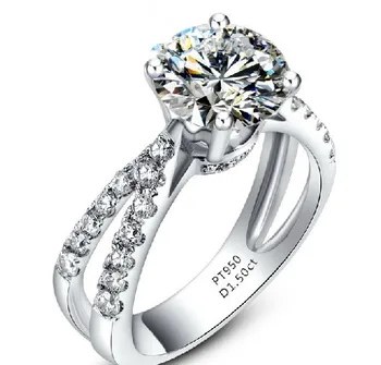 

1.5CT 585 White Gold Brilliant Style Women Wedding Ring Birthday Gift For Mom Excellent Solid 14K White Gold Finger Ring