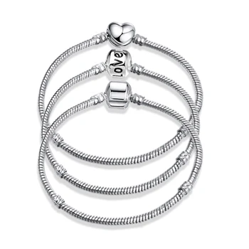 

New Original Charm Bracelet Rose Gold Silver Color Alloy Snake Chain Basic Bracelets For Fashion Women Bead DIY Jewelry Dropship
