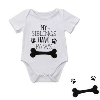

New Toddler Funny Dog Bodysuits Cotton Newborn Baby Boy Girl Short Sleeve Babygrows Bodysuit Summer Children Clothes Outfits