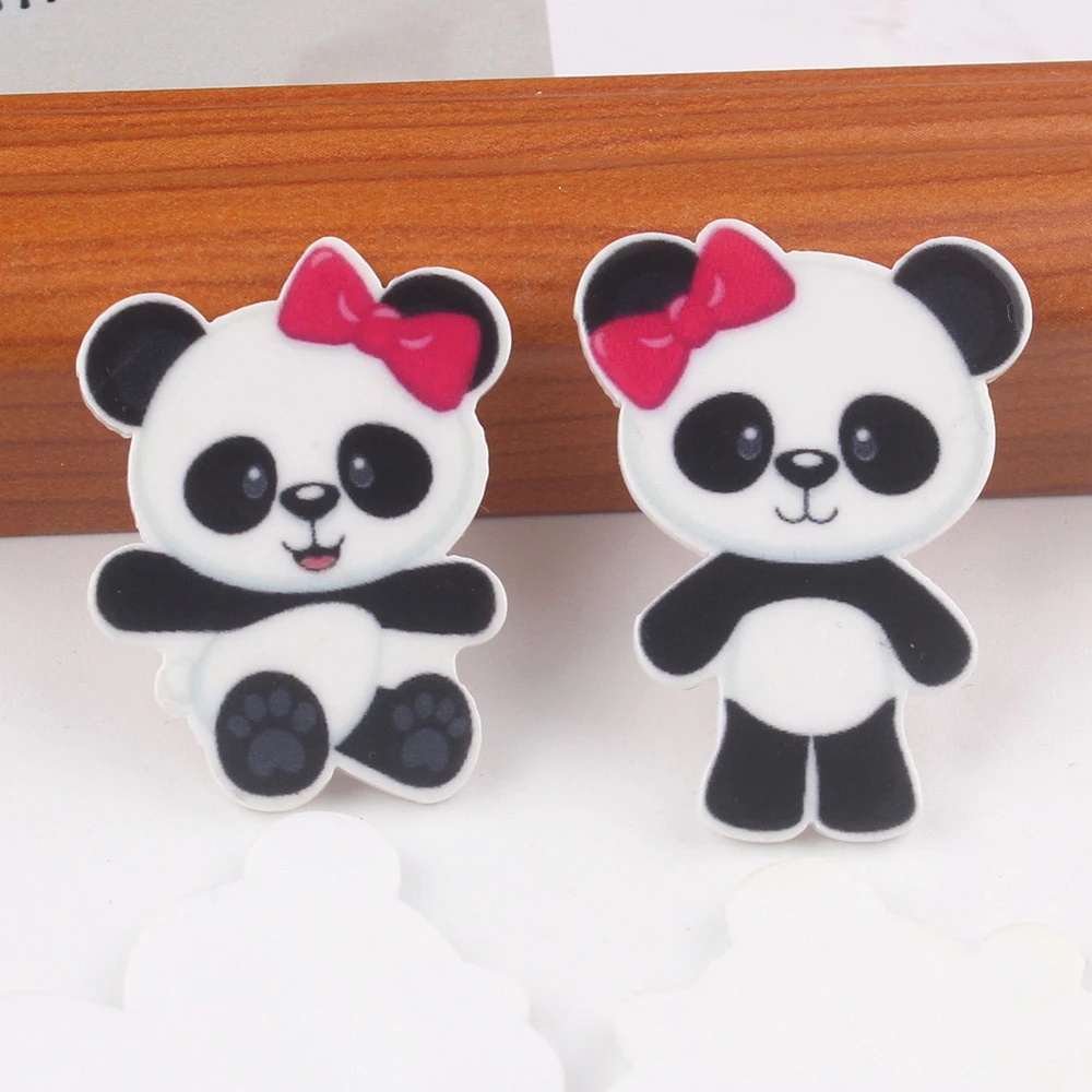 

50pcs/lot Cartoon China Panda Flatback Resin Cute Hair Bow Panda Planar Resin Cabochon DIY Craft Embellishments Decorations