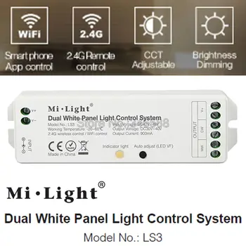 

Milight LS3 Dual White Panel LED Light Controller DC42V~45V Input DC30V~40V 900mA Output 2.4G Remote & Smartphone APP Control