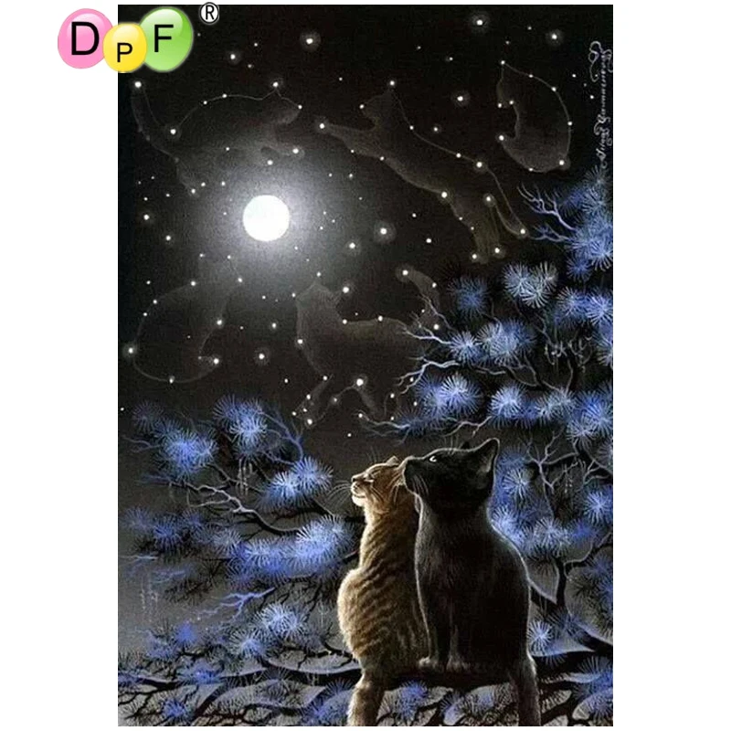 DPF DIY Лунокот 5D алмаз вышивка ремесел Home Decor Настенная живопись мозаики комплект