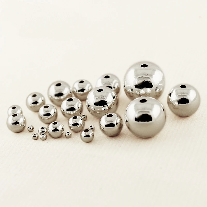 Beadia 2-14mm Sterling color Round Beads 925 Fish Beads DIY