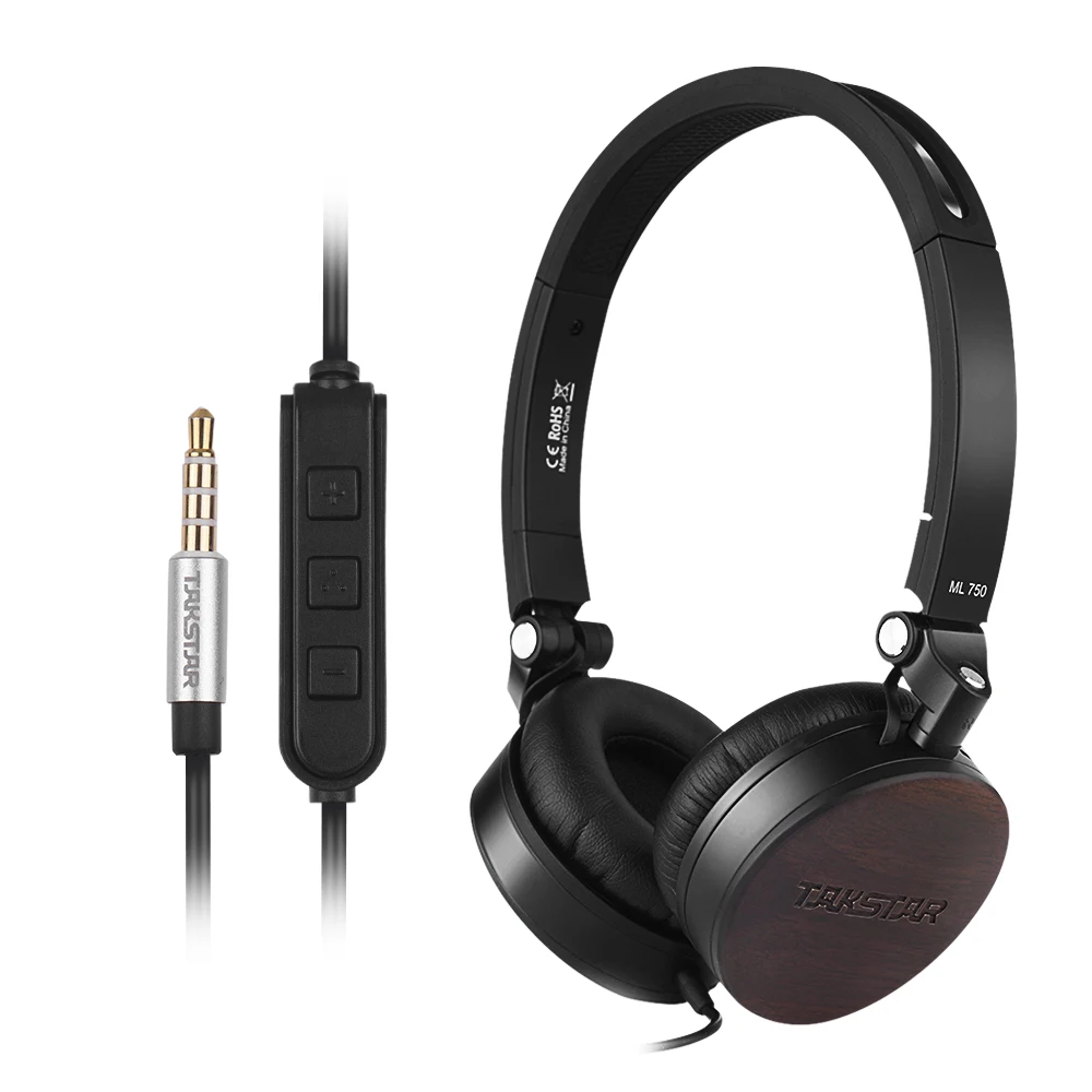 TAKSTAR ML 750 MFi сертифицированные Sandalwood складные наушники с микрофоном Проводной динамический гарнитуры, включая чехол для переноски