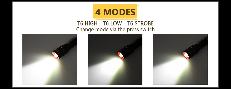 Портативный светодиодный светильник-вспышка с подзарядкой от USB, светильник-вспышка с usb XML T6, регулируемый фонарь, 3 режима, фонарь для аккумулятора 18650