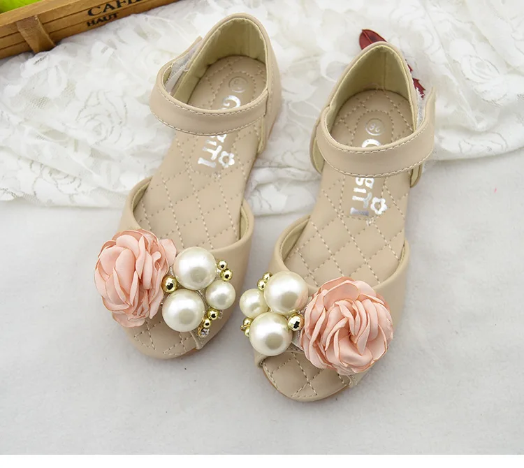 Детские сандалии из натуральной кожи для девочек; Свадебная обувь для малышей; летние сандали для девочек с жемчугом; TX335