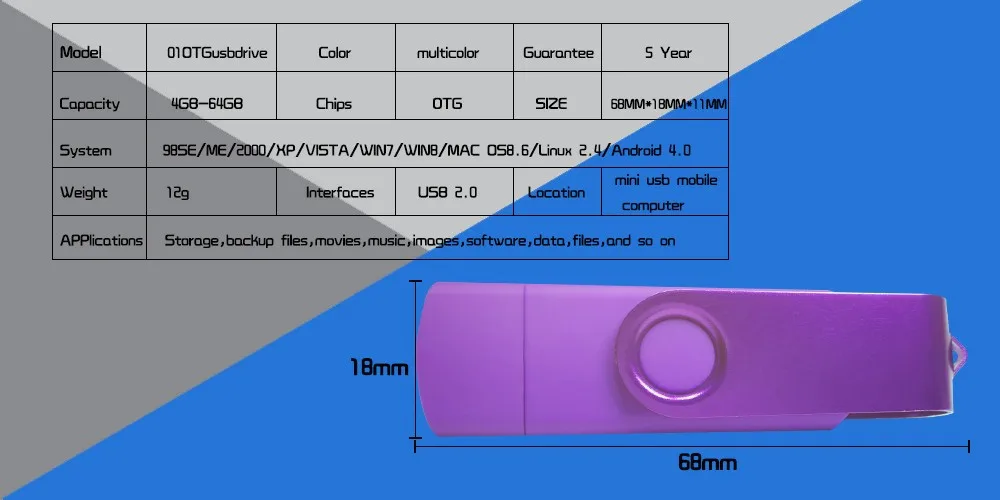 Bernal OTG флеш-накопитель Usb флэш-накопитель смартфон 4 ГБ 8 ГБ 16 ГБ 32 ГБ 64 ГБ Флешка цветной поворотный флеш-диск Usb 2,0 для смартфона